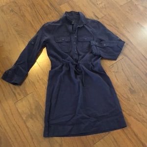 J. Crew navy tie waist L/S dress - size 0P petite